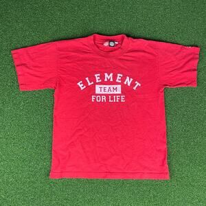 Vintage 90s 00s Element For Life Red Short Sleeve Skateboards Skate T-Shirt Sz S